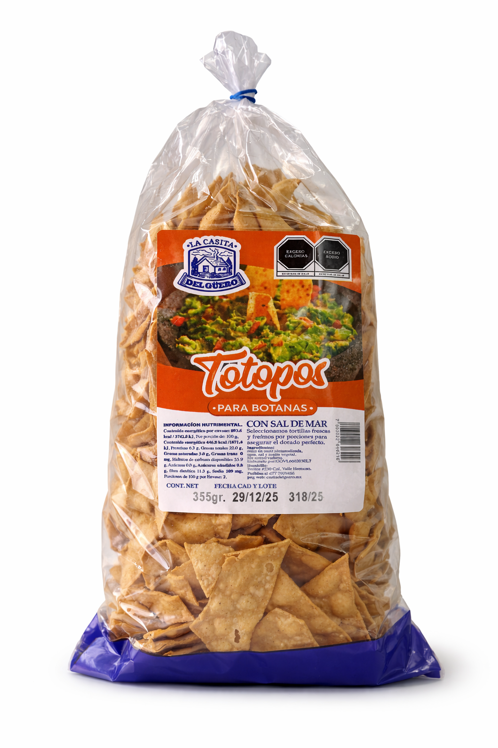 Totopos para botana Del Guero