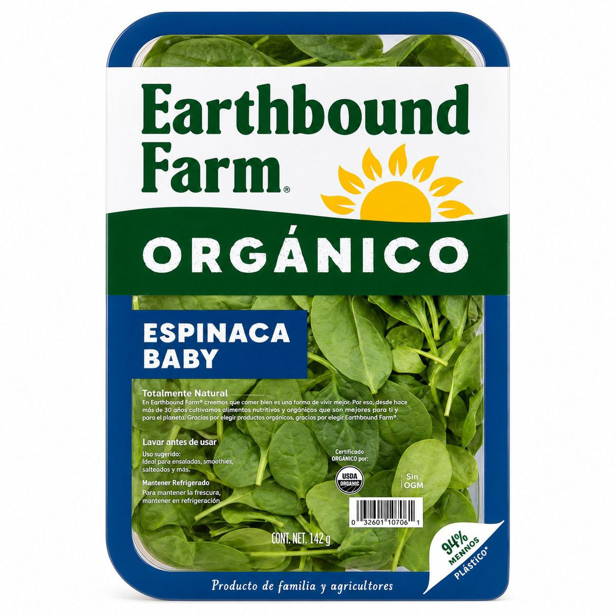 Espinaca Baby Orgánica Earthbound 142g